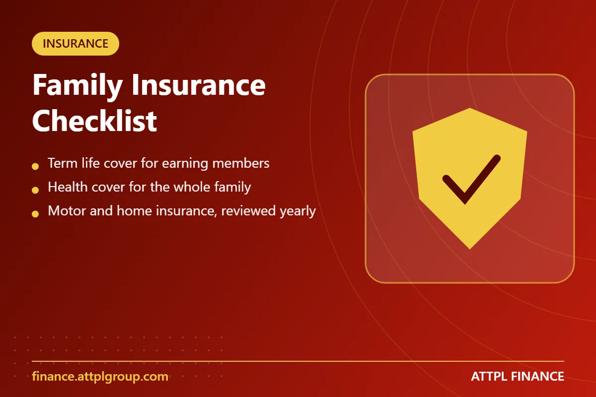 Family insurance checklist for life, health, motor and home - key points